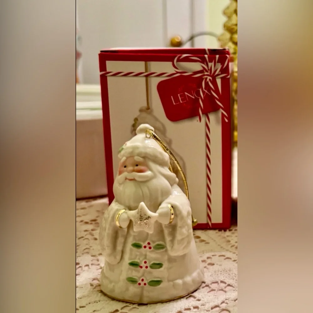 LENOX🎄HOLIDAY CHEER WITH BOXES🎄SET OF 3 PORCELAIN ORNAMENTS SANTA SNOWMAN ANGEL - Picture 3 of 16